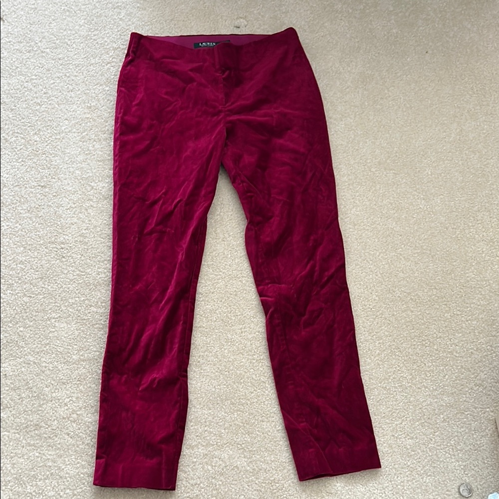 Lauren Ralph Lauren women’s purple/burgundy velvet pants size 4 BNWT